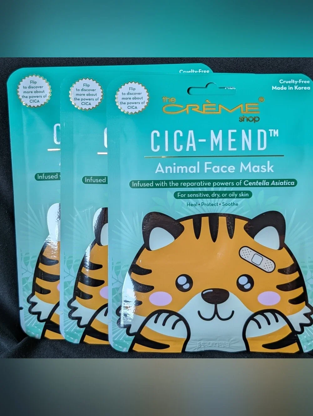 ❤️ Crème Shop 3 Cica-Mend Masks K-Beauty Korean Skincare Centella Asiatica
